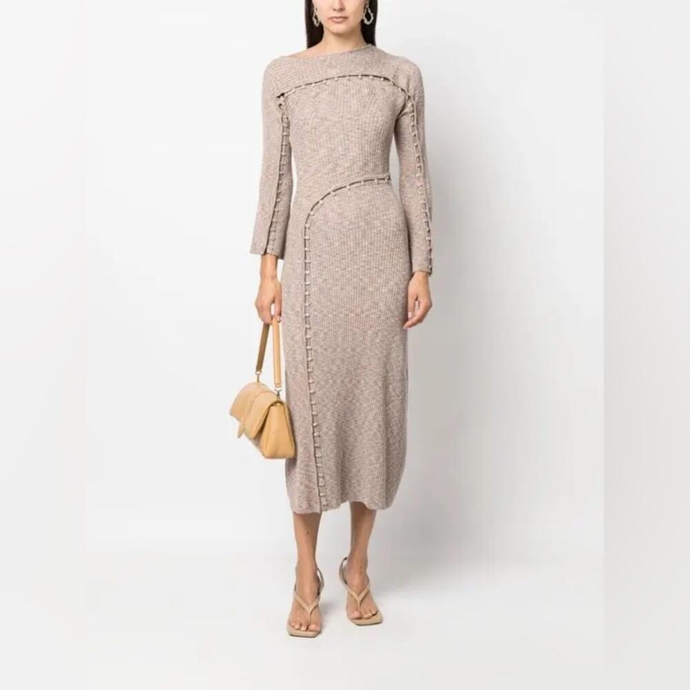 Cult Gaia Rosalia Knit Midi Dress in Canyon Tan M - Picture 9 of 11